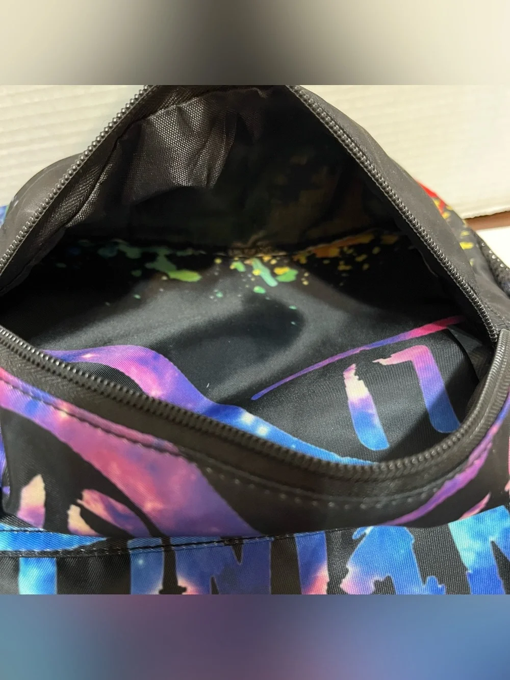 Infinite STS Graphic Black Backpack with Neon Paint-Splash
